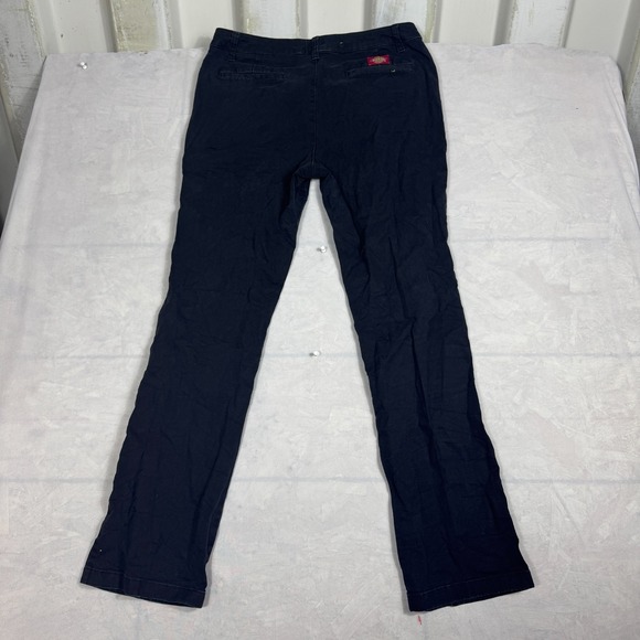 Dickies Womens Chino Pants Black Flat Front Bootcut Leg Workwear Size 11/30 - Picture 2 of 11